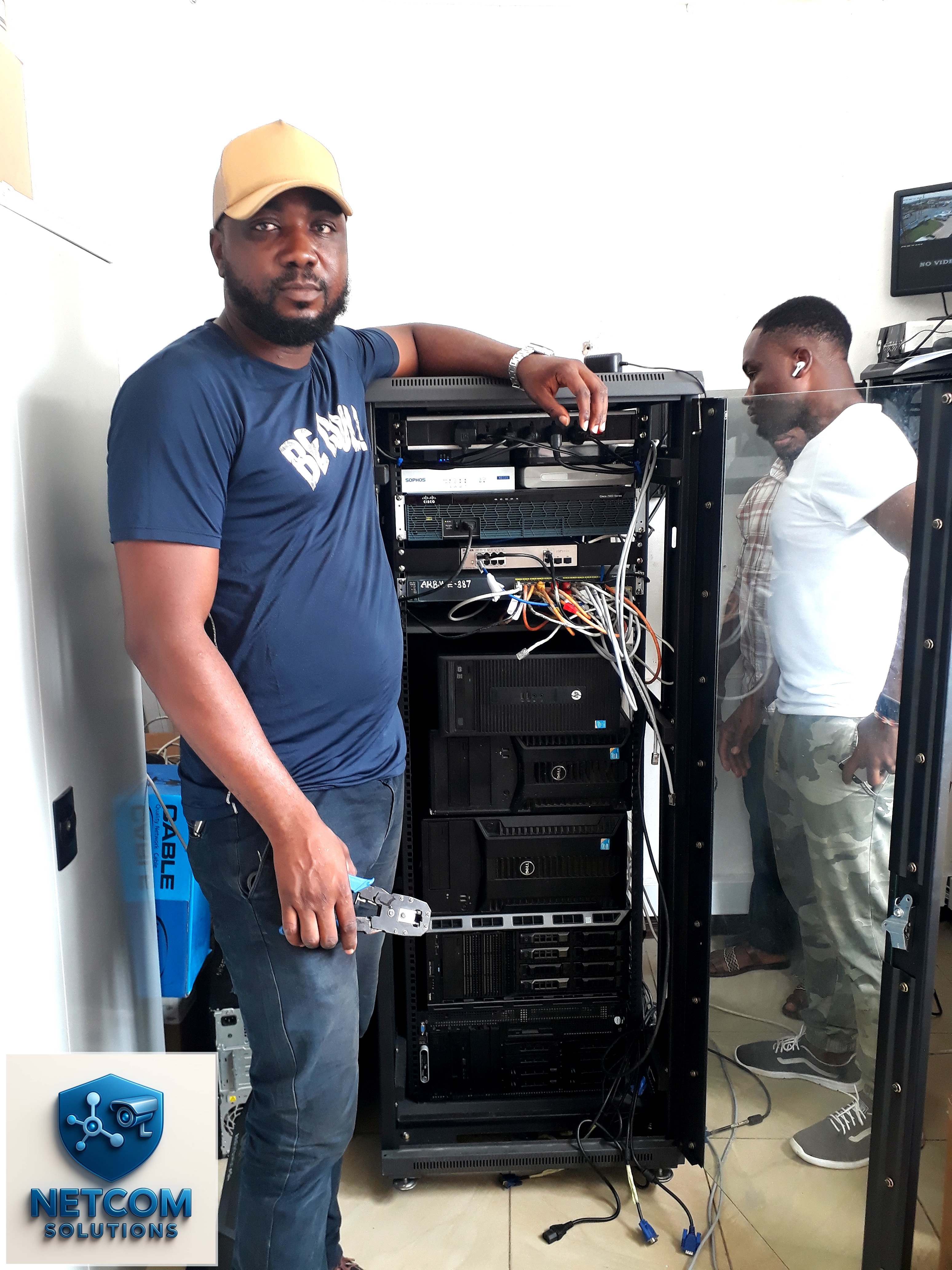 Network cabinet with firewall and switching equipment